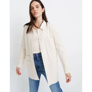 Madewell Becker Oversized Chore Coat in Natural Seeded Herringbone White Medium